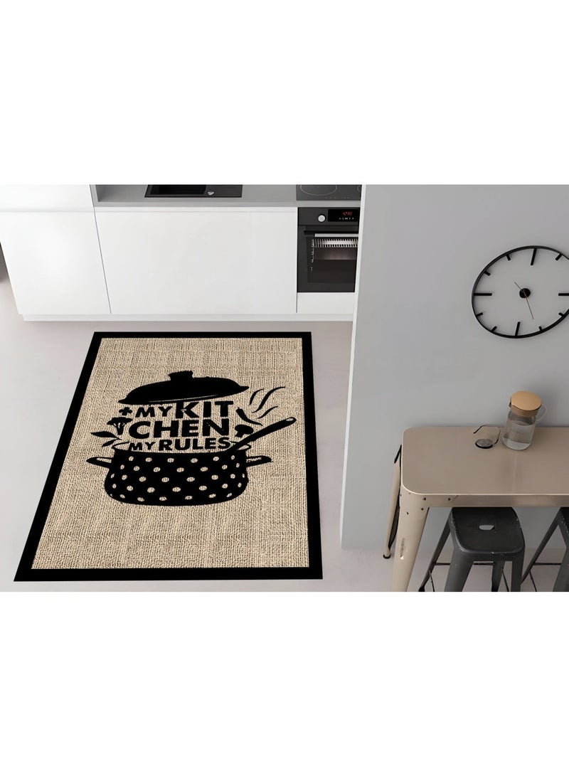 مشاية مطبخ مودرن بتصميم "My Kitchen My Rules" - مقاس 120×180 سم - ظهر دوتس مانع للانزلاق وقابل للغسيل. - Image 1